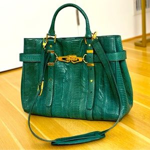 Rachel Zoe Genuine Snakeskin Satchel / Purse - Green